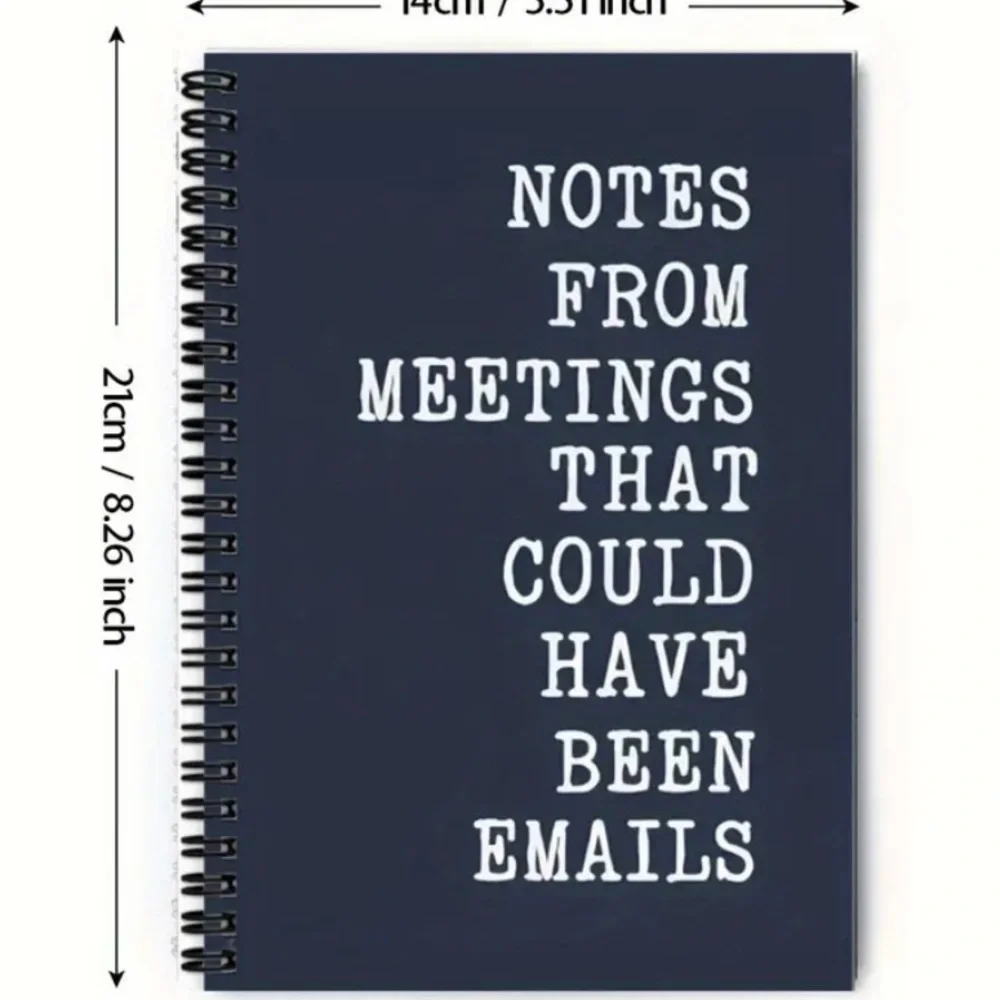 Navy Spiral Notebook with Humorous Work Quote ‘NOTES FROM MEETINGS…’